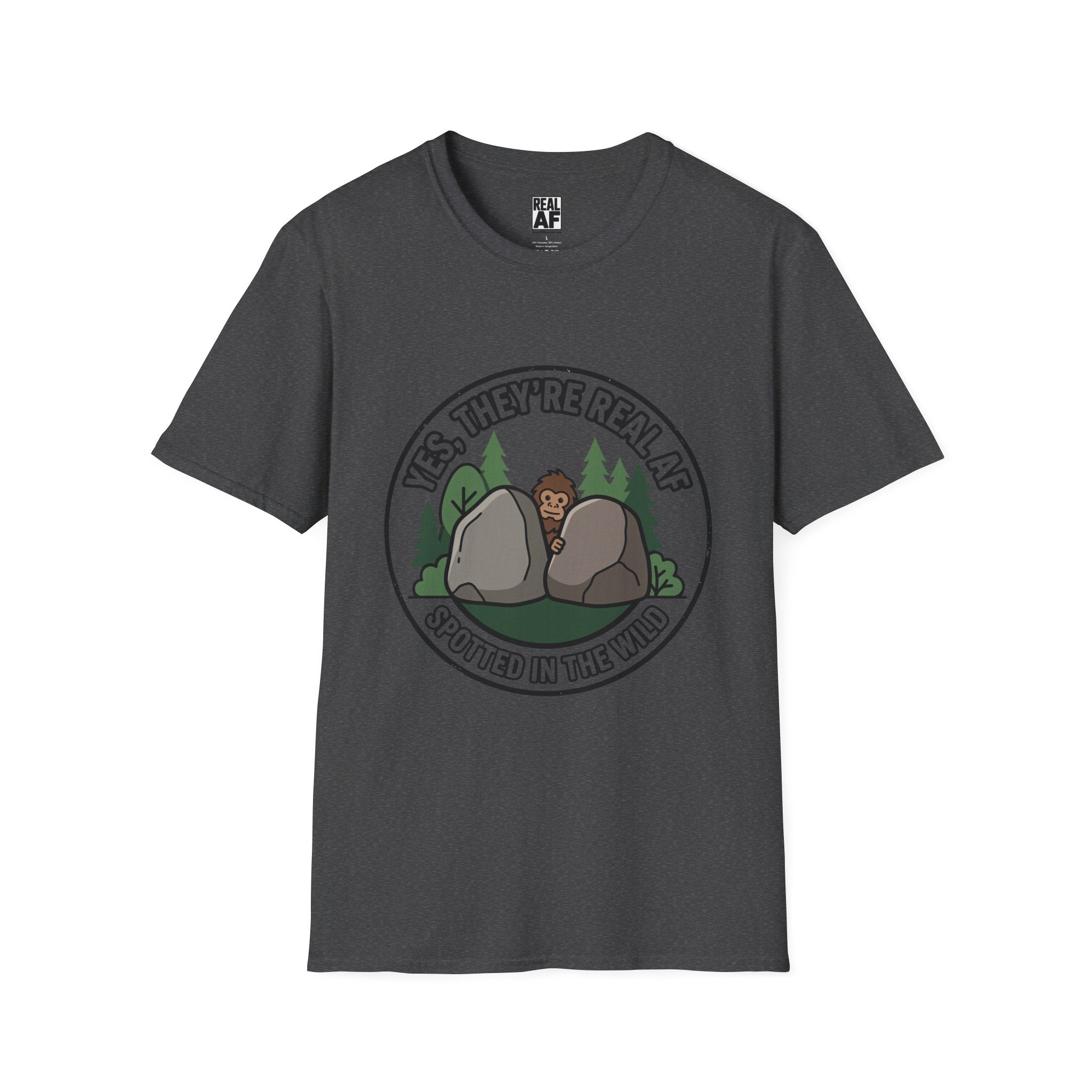 Bigfoot Illustration T-Shirt — "Yes, They're Real" Spotted in the Wild Sasquatch Tee