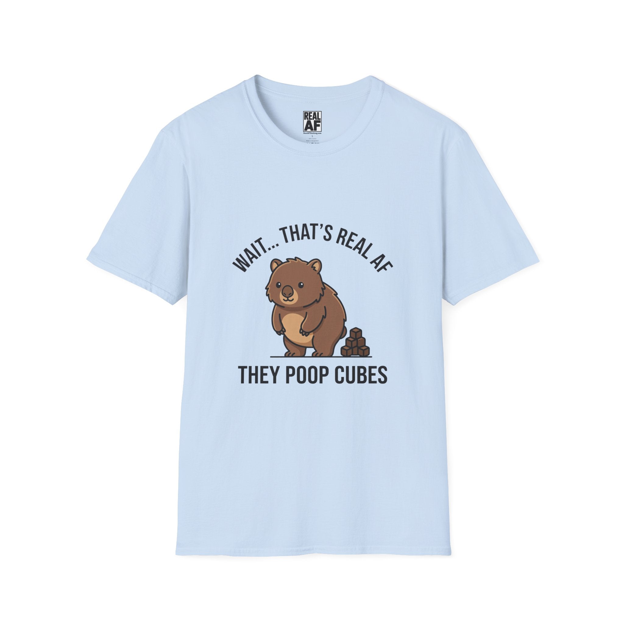 Wombat Poop Cubes T-Shirt — Funny Wombat Graphic Tee ("Wait... That's Real AF")