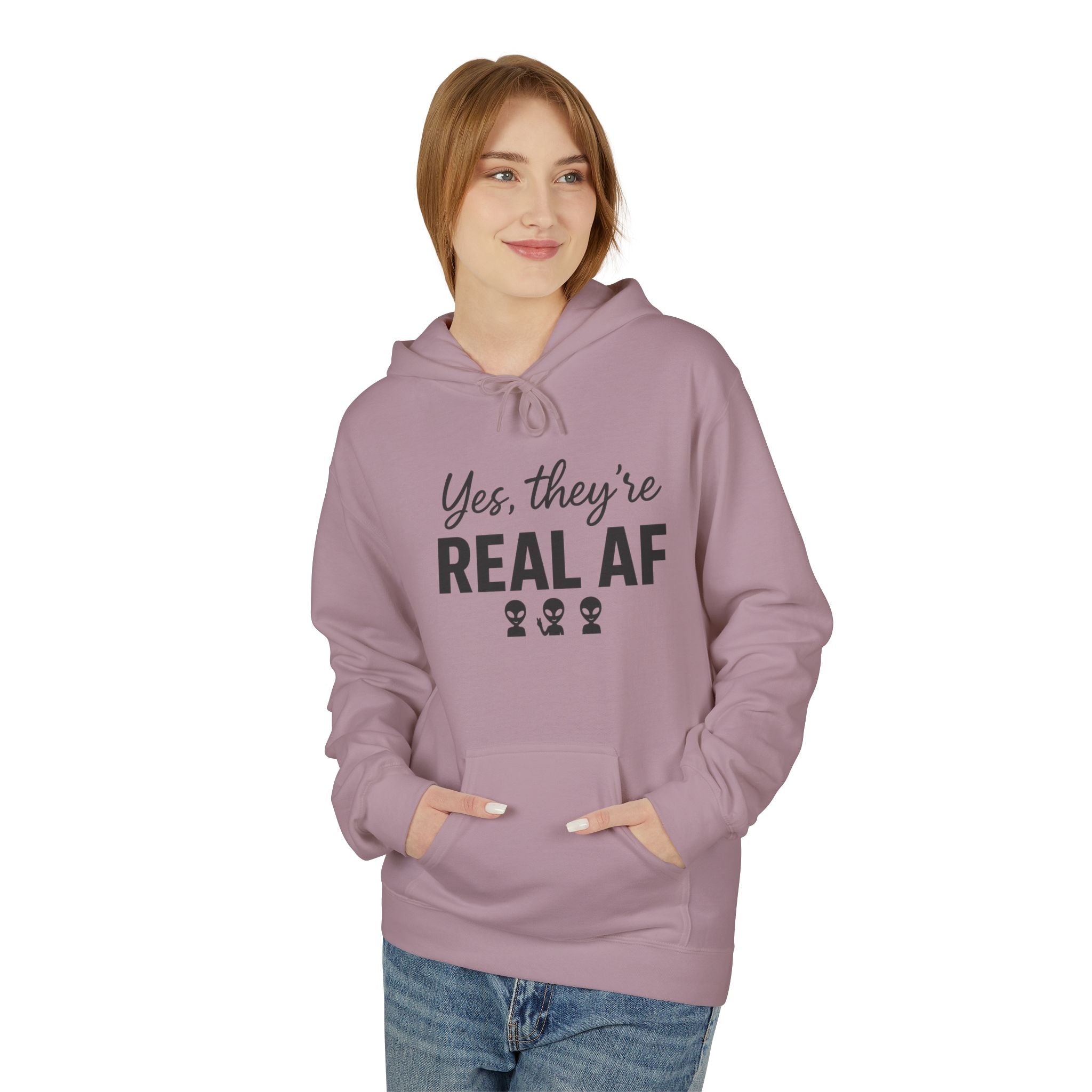 Real AF Unisex Hoodie, Funny Sweatshirt, Casual Wear, Gift for Friends, Everyday Comfort, Unique Wardrobe Addition