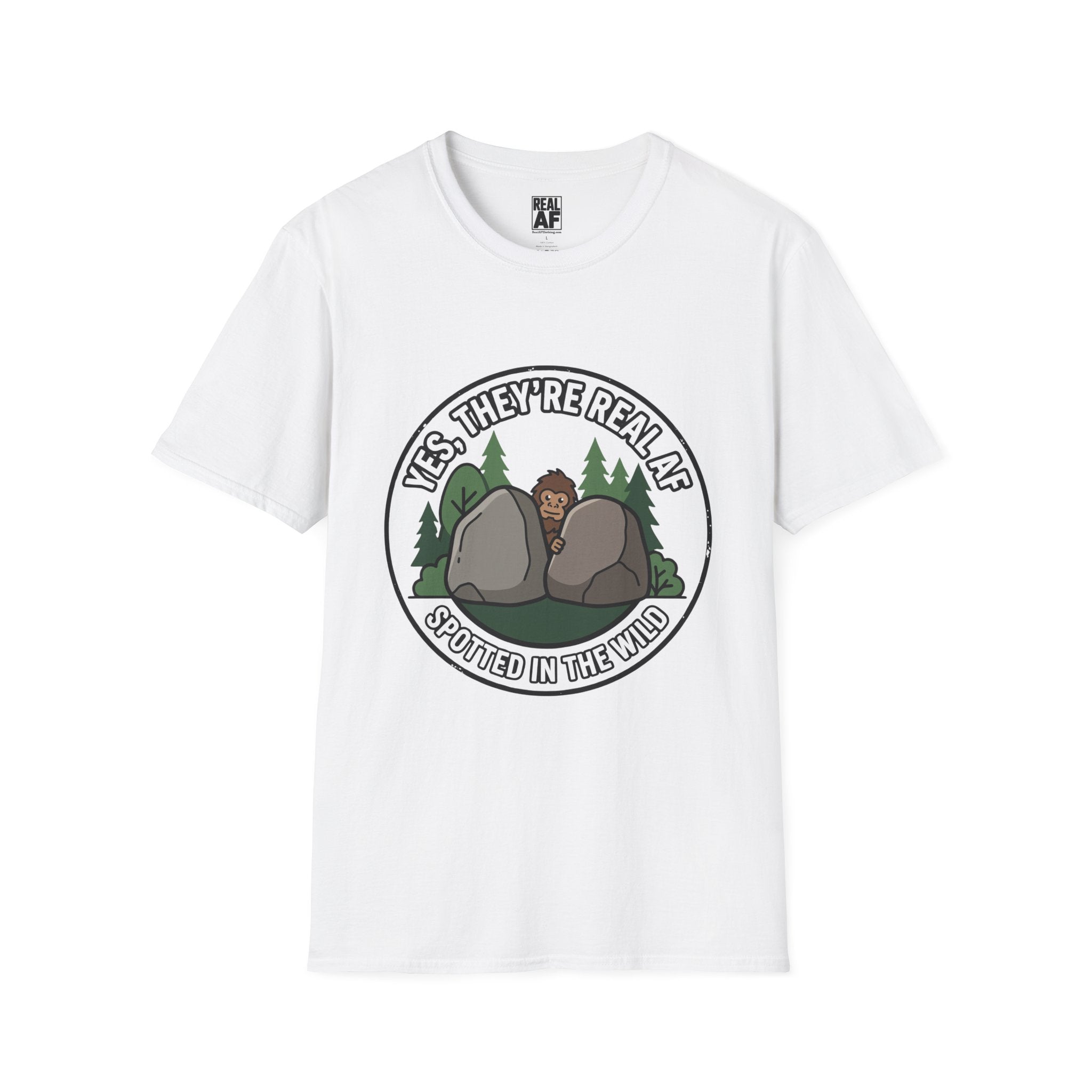 Bigfoot Illustration T-Shirt — "Yes, They're Real" Spotted in the Wild Sasquatch Tee