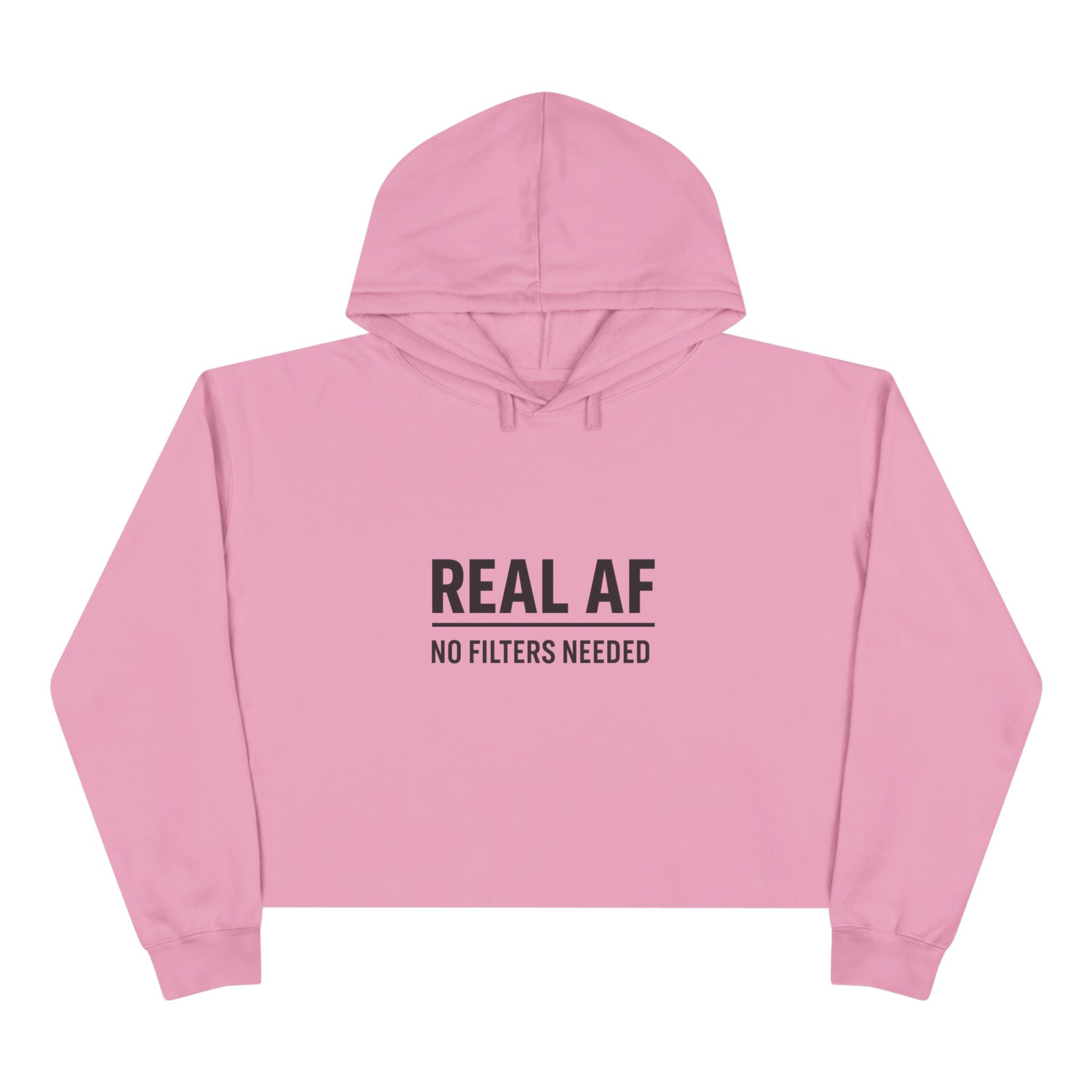 Trendy Crop Hoodie with 'REAL AF' Design | Cute Casual Wear, Gift for Teens, Stylish Workout Top, Festival Outfit, Streetwear