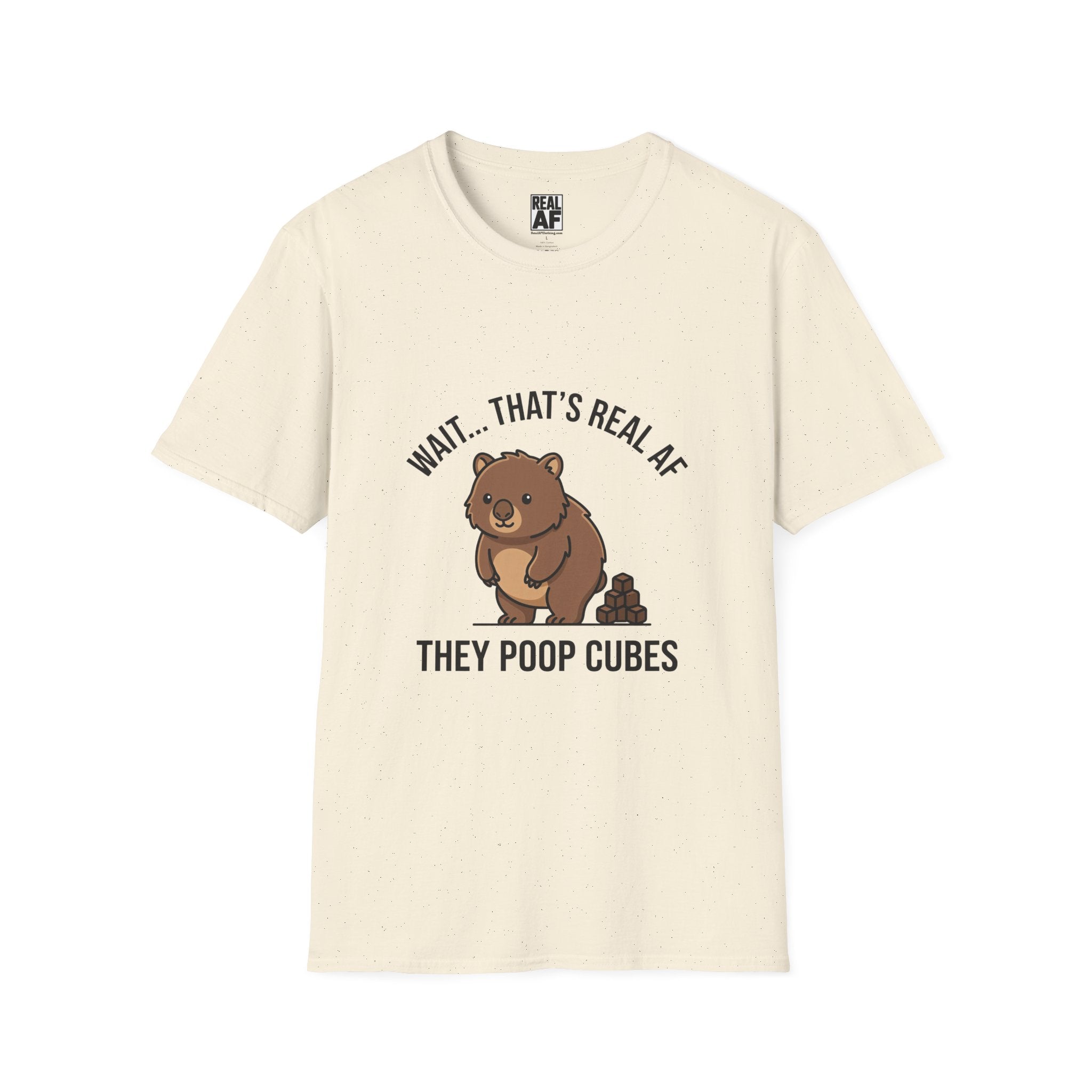 Wombat Poop Cubes T-Shirt — Funny Wombat Graphic Tee ("Wait... That's Real AF")