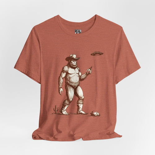 Bigfoot Cowboy UFO Western Tee