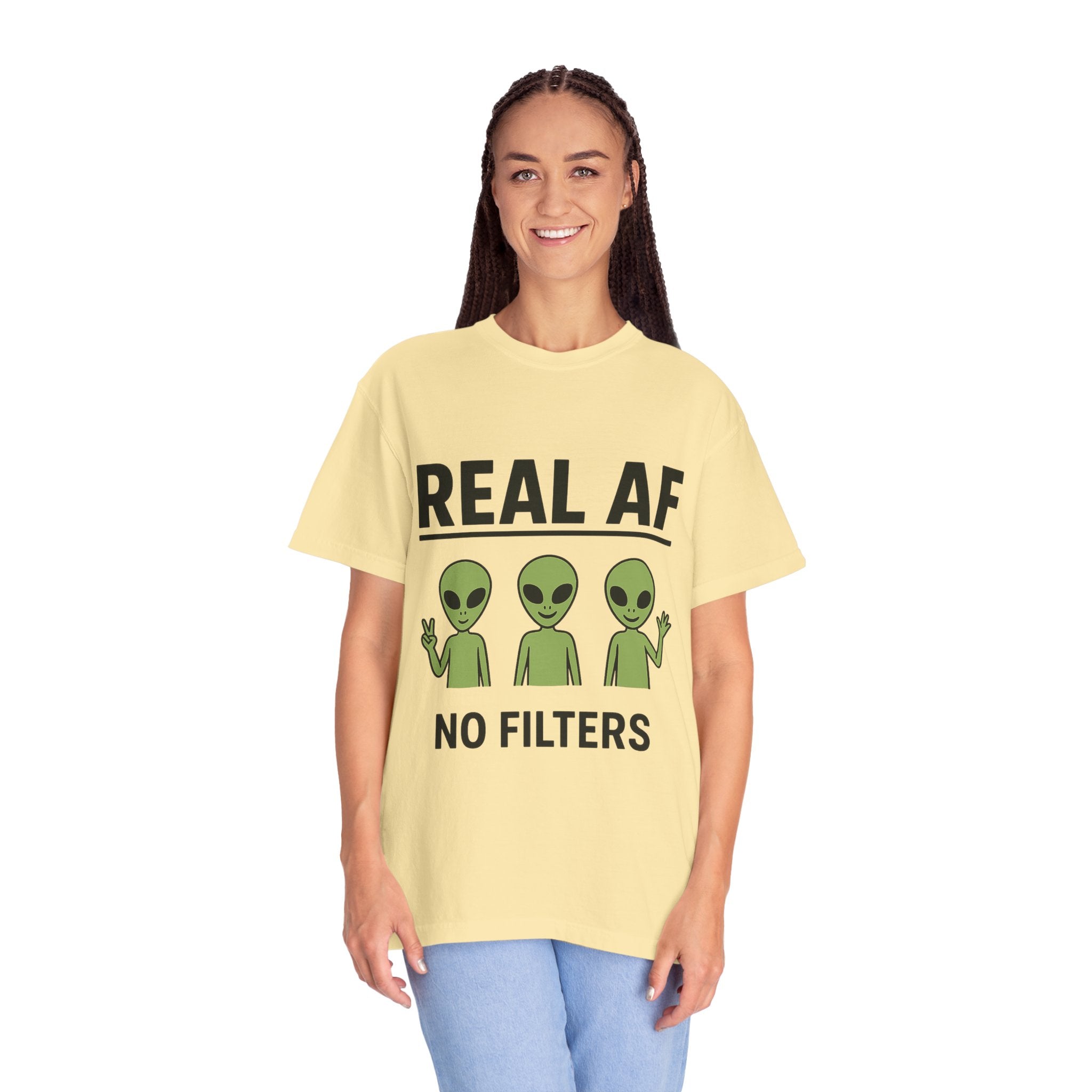 Real AF Alien T-shirt, Graphic Tee, Funny UFO Shirt, Sarcastic Extraterrestrial Top, Edgy Outer Space Clothing
