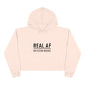 Trendy Crop Hoodie with 'REAL AF' Design | Cute Casual Wear, Gift for Teens, Stylish Workout Top, Festival Outfit, Streetwear