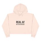 Trendy Crop Hoodie with 'REAL AF' Design | Cute Casual Wear, Gift for Teens, Stylish Workout Top, Festival Outfit, Streetwear
