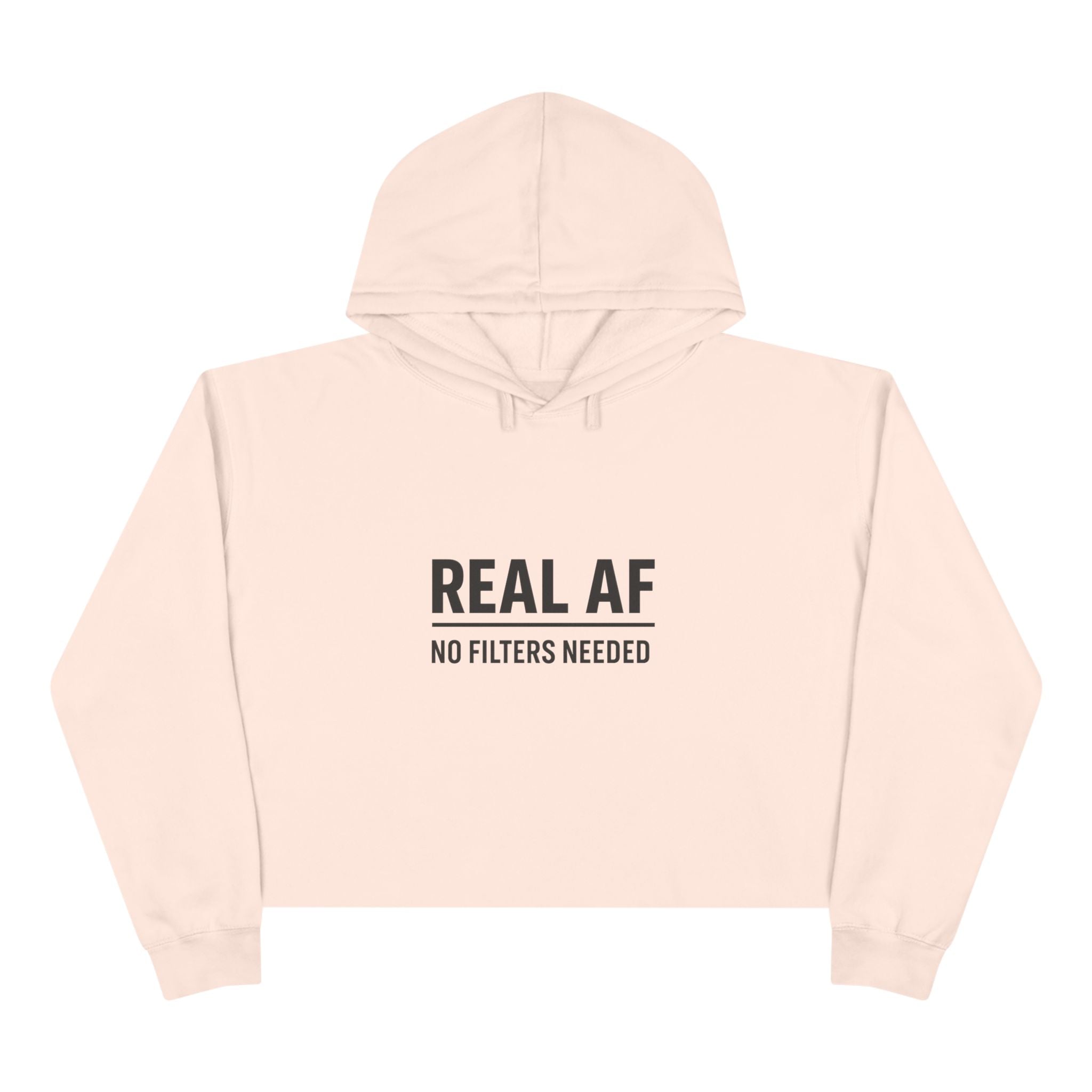 Trendy Crop Hoodie with 'REAL AF' Design | Cute Casual Wear, Gift for Teens, Stylish Workout Top, Festival Outfit, Streetwear