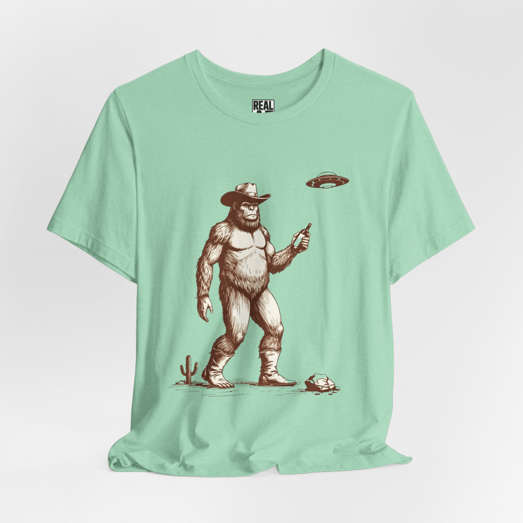 Bigfoot Cowboy UFO Western Tee
