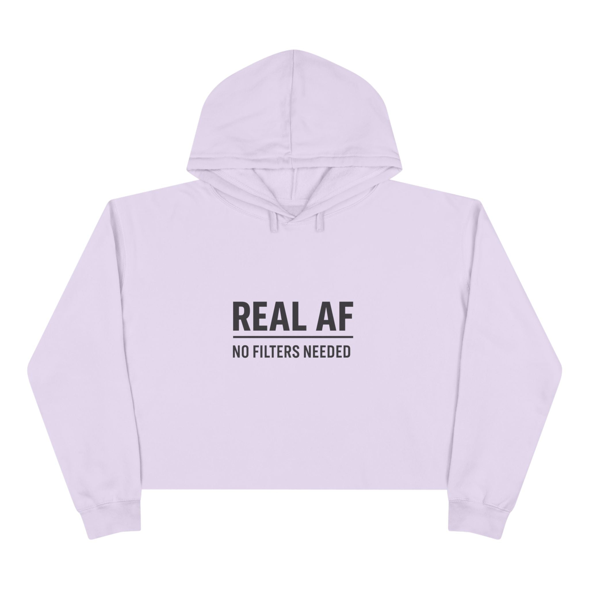 Trendy Crop Hoodie with 'REAL AF' Design | Cute Casual Wear, Gift for Teens, Stylish Workout Top, Festival Outfit, Streetwear