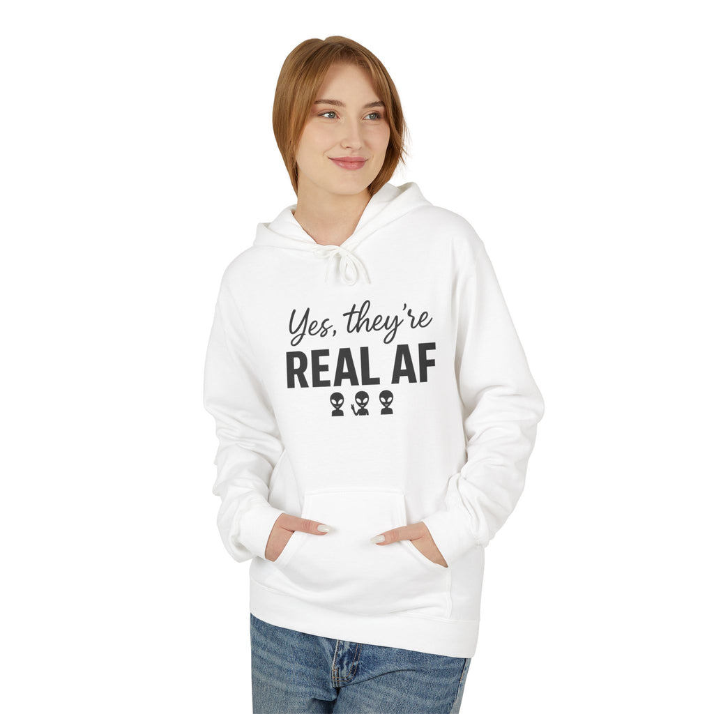 Real AF Unisex Hoodie, Funny Sweatshirt, Casual Wear, Gift for Friends, Everyday Comfort, Unique Wardrobe Addition