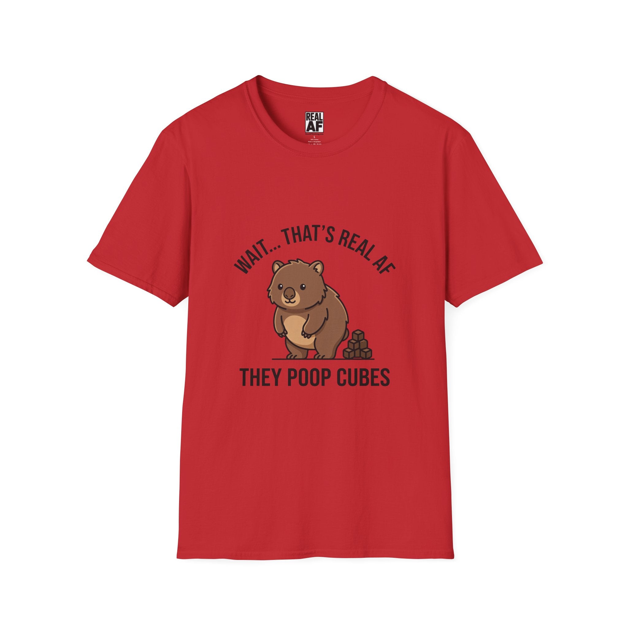 Wombat Poop Cubes T-Shirt — Funny Wombat Graphic Tee ("Wait... That's Real AF")