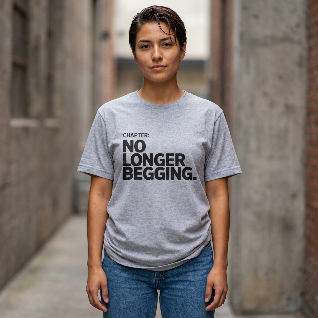No Longer Begging Tee — Life Chapter Graphic T-Shirt