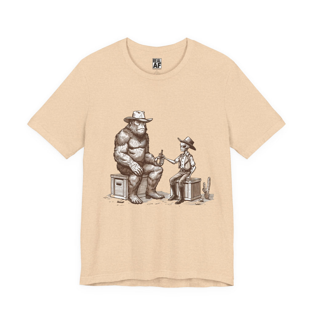 Frontier Truce T‑Shirt – Bigfoot & Alien Beer Break Tee