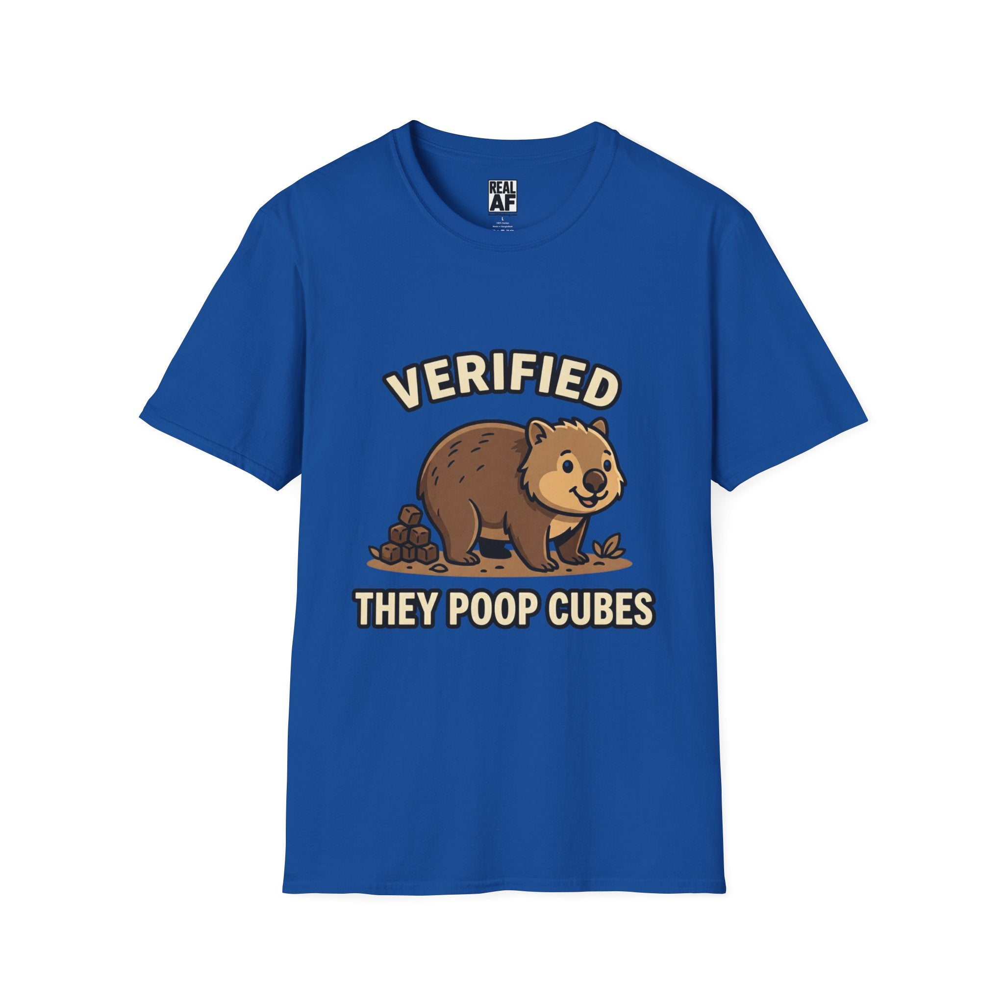 Wombat Humor T-Shirt — "Verified They Poop Cubes" Wildlife Graphic Tee