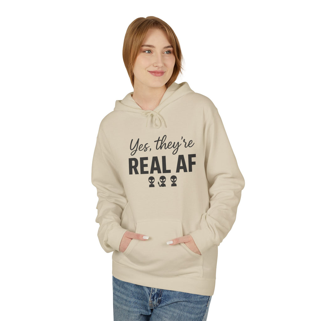 Real AF Unisex Hoodie, Funny Sweatshirt, Casual Wear, Gift for Friends, Everyday Comfort, Unique Wardrobe Addition