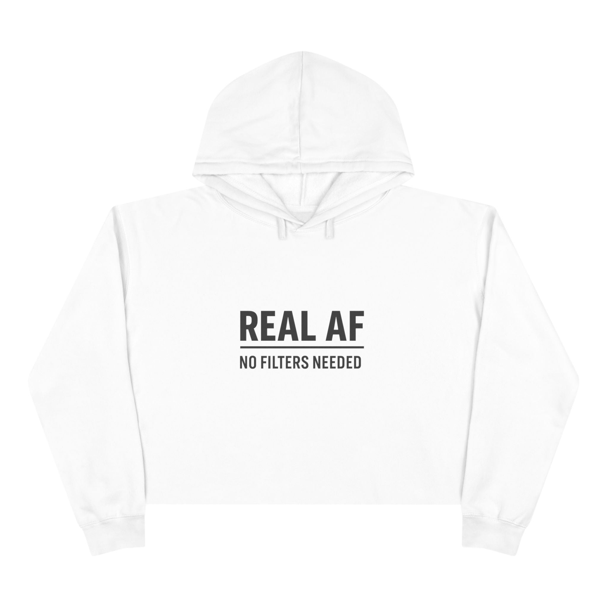 Trendy Crop Hoodie with 'REAL AF' Design | Cute Casual Wear, Gift for Teens, Stylish Workout Top, Festival Outfit, Streetwear