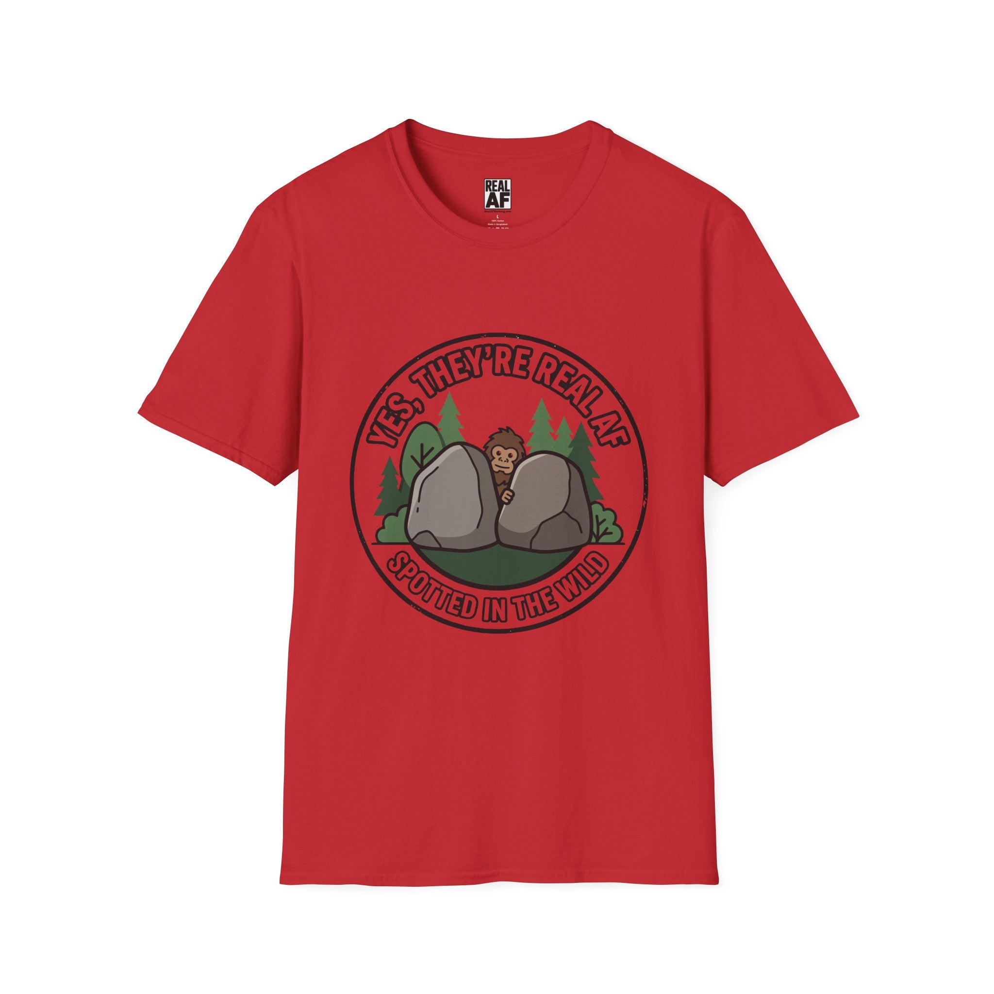 Bigfoot Illustration T-Shirt — "Yes, They're Real" Spotted in the Wild Sasquatch Tee