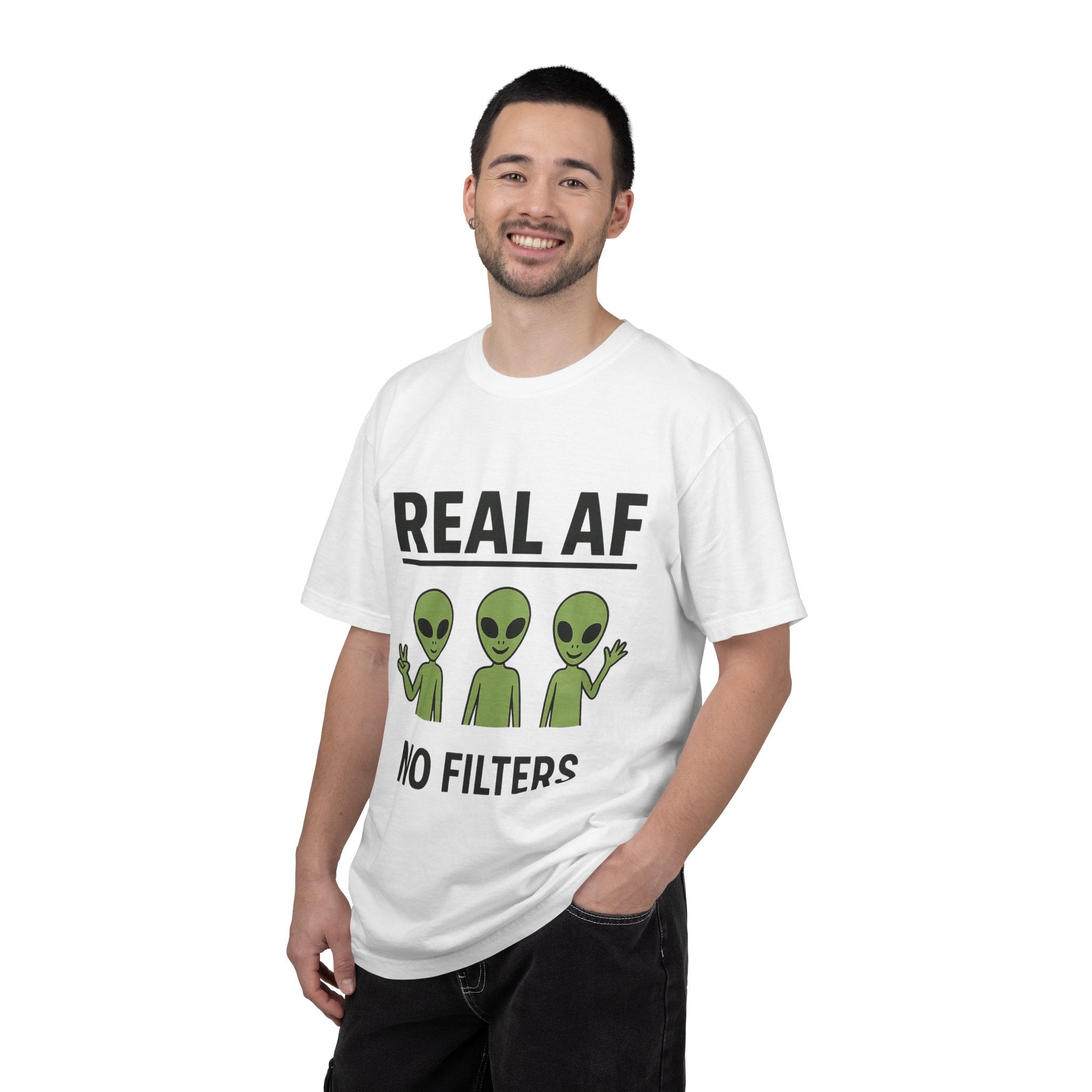 Real AF Alien T-shirt, Graphic Tee, Funny UFO Shirt, Sarcastic Extraterrestrial Top, Edgy Outer Space Clothing